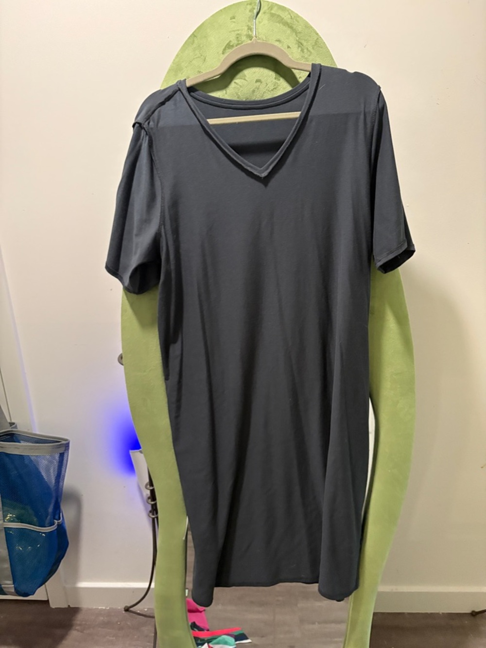 Eileen Fisher Charcoal Gray V-Neck Short Sleeve Dress
